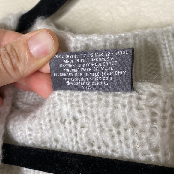 Wooden ships sweater women small crocheted soft light grey EUC - Picture 3 of 5